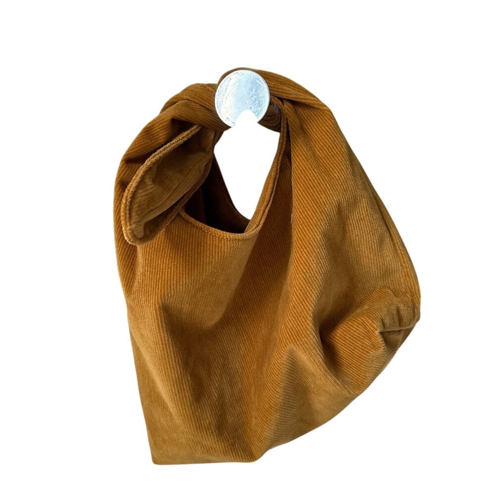 Merit Brown Corduroy Tie Top Small Bag